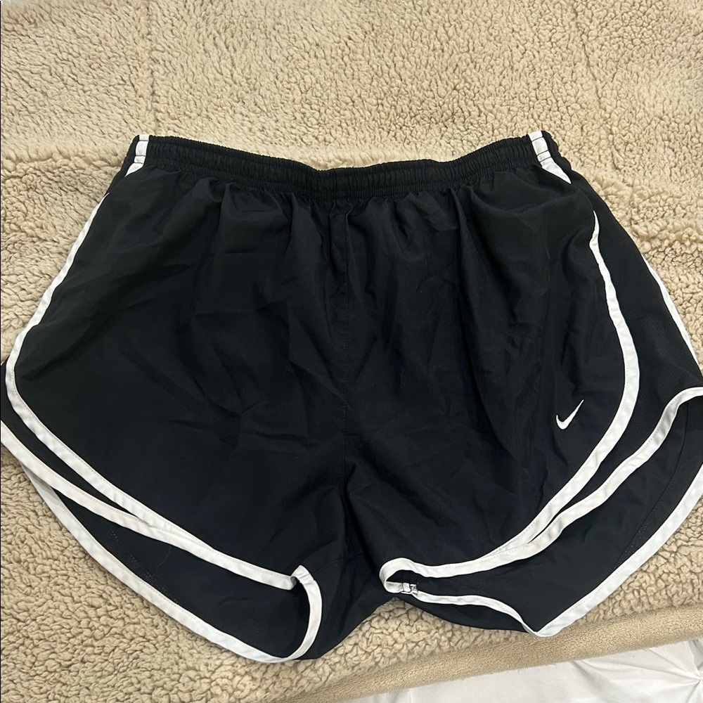 Nike Black Athletic Shorts with White Piping